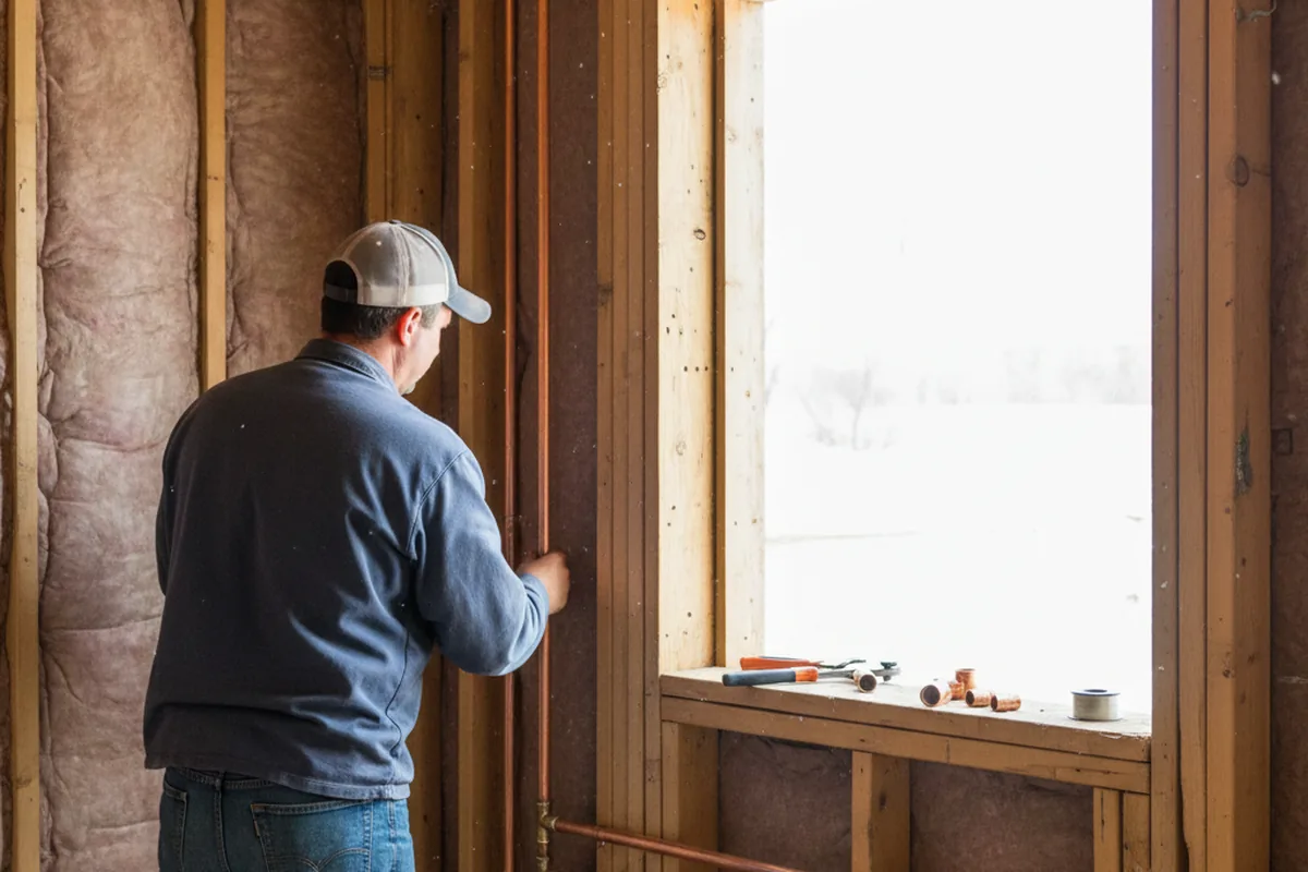 Licensed plumber running new copper supply lines in a Amarillo home